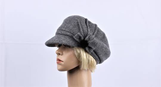 Headstart wool felt cap w pleats,flower grey Style : HS/1411
